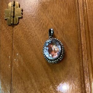 Elegant Sterling  Silver Pendant with Pale Pink Gemstone Size Medium